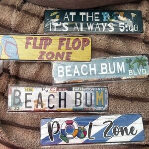 Colorful Pool and Beach Sign Set